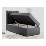 Łóżko kontynentalne PERA 90x200 - H3 - ciemnoszary, ekoskóra - strona lewa