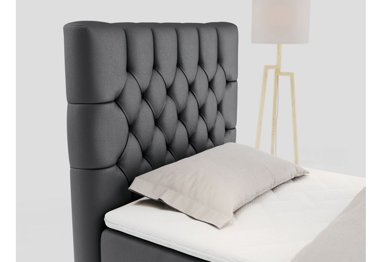 Łóżko kontynentalne PERA 90x200 - H3 - ciemnoszary, ekoskóra - strona lewa