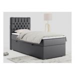 Łóżko kontynentalne PERA 90x200 - H4 - ciemnoszary, ekoskóra - strona lewa