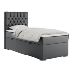 Łóżko kontynentalne PERA 90x200 - H4 - ciemnoszary, ekoskóra - strona lewa