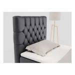 Łóżko kontynentalne PERA 90x200 - H4 - ciemnoszary, ekoskóra - strona lewa