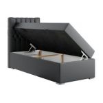 Łóżko kontynentalne PERA 90x200 - H4 - ciemnoszary, ekoskóra - strona lewa