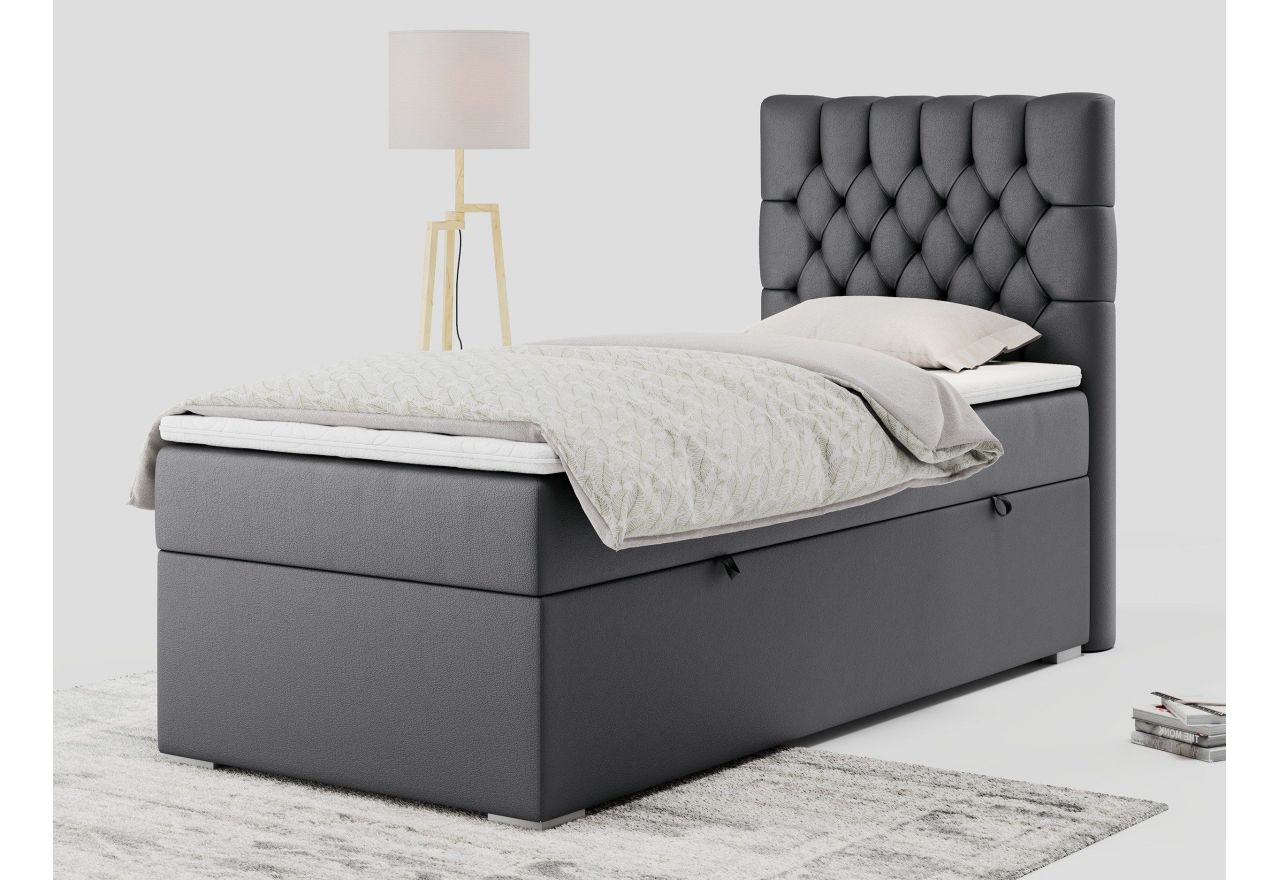 Łóżko kontynentalne PERA 90x200 - H3 - ciemnoszary, ekoskóra - strona prawa