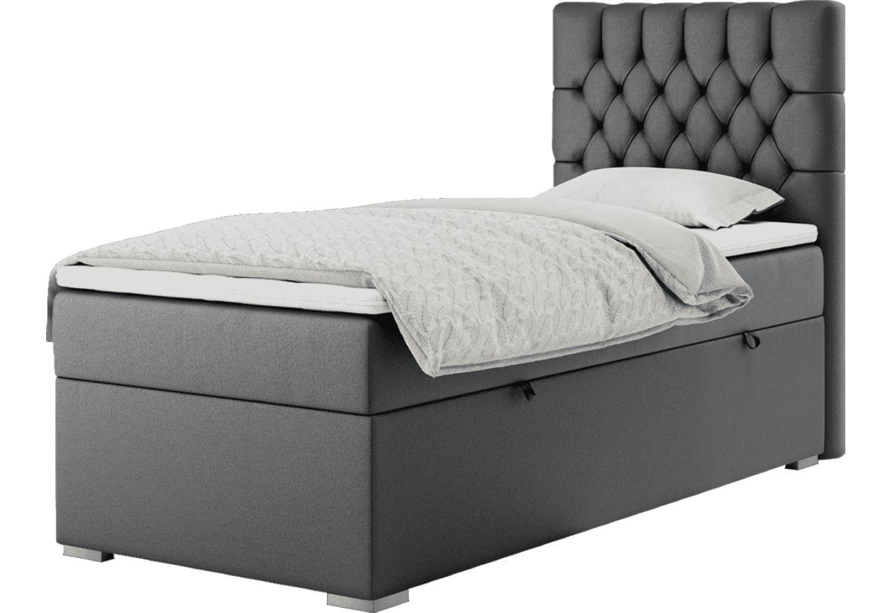 Łóżko kontynentalne PERA 90x200 - H3 - ciemnoszary, ekoskóra - strona prawa