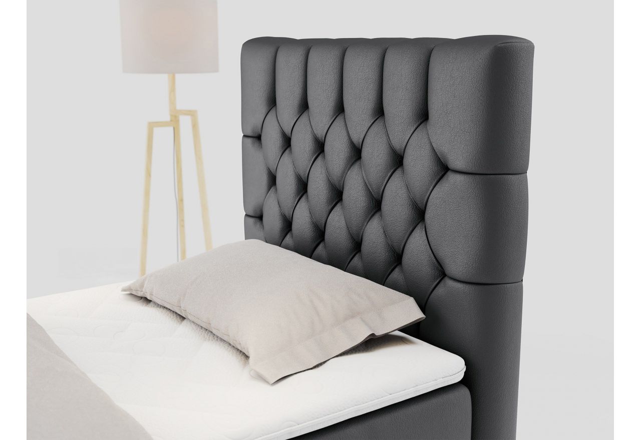 Łóżko kontynentalne PERA 90x200 - H3 - ciemnoszary, ekoskóra - strona prawa