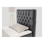 Łóżko kontynentalne PERA 90x200 - H3 - ciemnoszary, ekoskóra - strona prawa