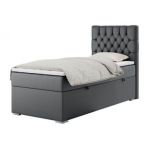 Łóżko kontynentalne PERA 90x200 - H3 - ciemnoszary, ekoskóra - strona prawa