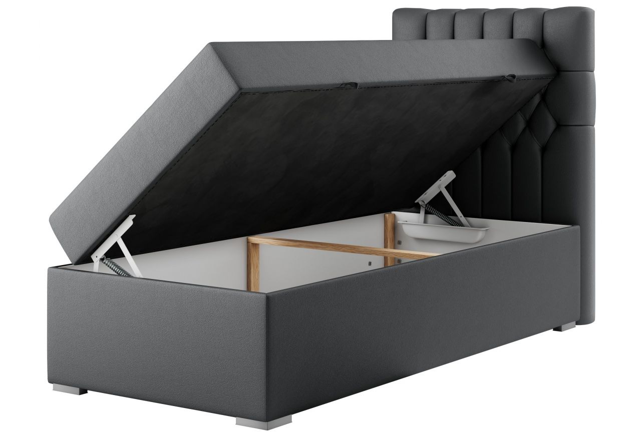 Łóżko kontynentalne PERA 90x200 - H3 - ciemnoszary, ekoskóra - strona prawa