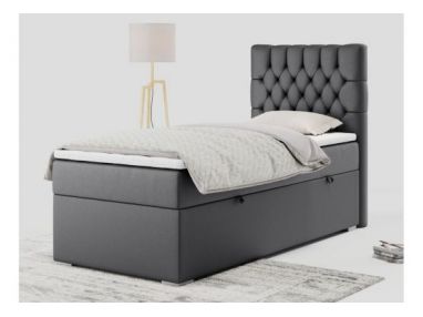 Łóżko kontynentalne PERA 90x200 - H4 - ciemnoszary, ekoskóra - strona prawa