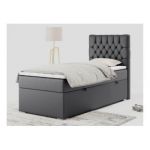 Łóżko kontynentalne PERA 90x200 - H4 - ciemnoszary, ekoskóra - strona prawa