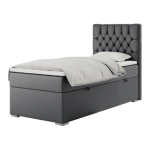 Łóżko kontynentalne PERA 90x200 - H4 - ciemnoszary, ekoskóra - strona prawa