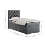 Łóżko kontynentalne PERA 90x200 - H4 - ciemnoszary, ekoskóra - strona prawa