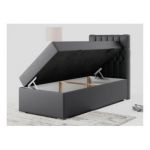 Łóżko kontynentalne PERA 90x200 - H4 - ciemnoszary, ekoskóra - strona prawa