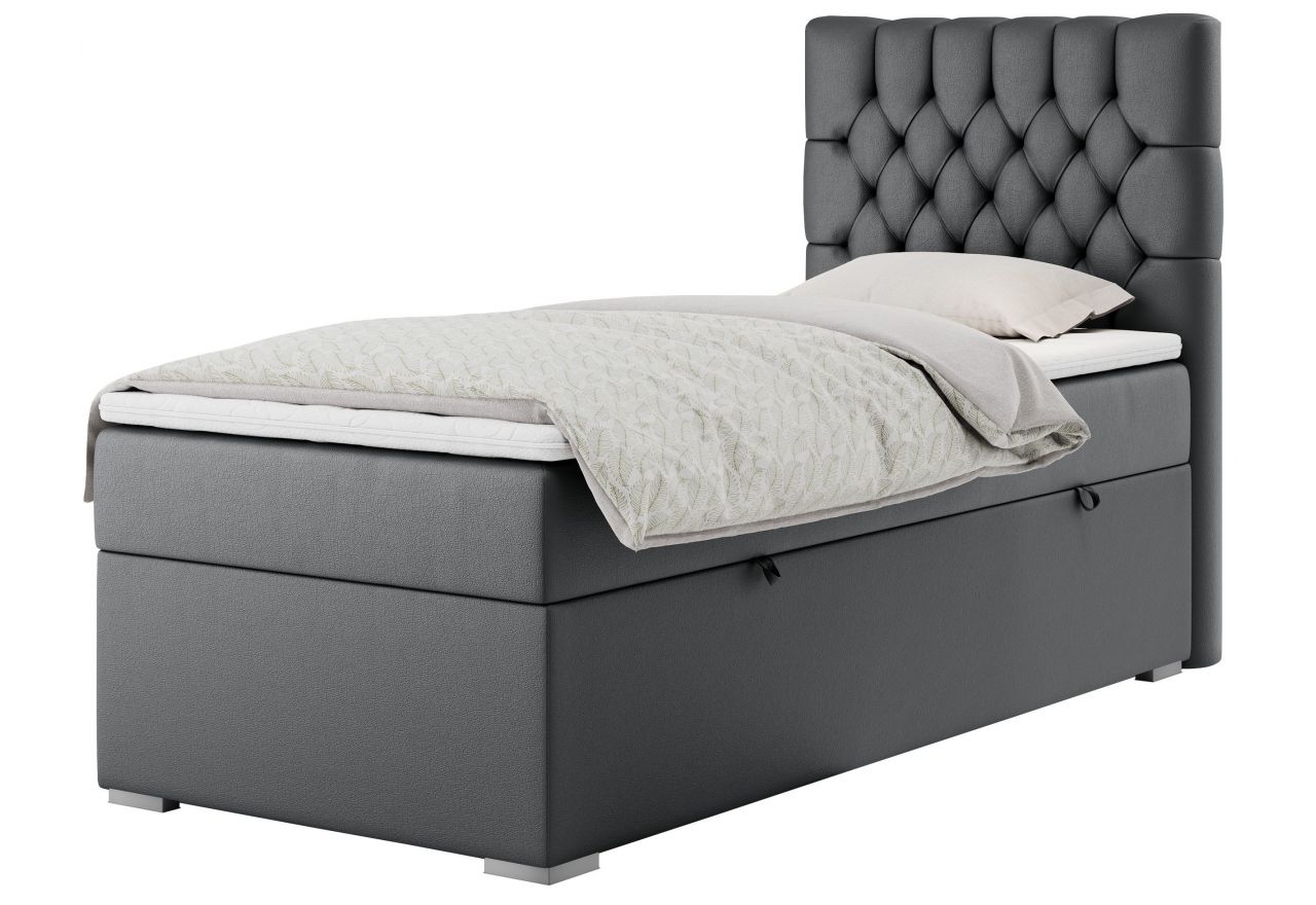 Łóżko kontynentalne PERA 90x200 - H4 - ciemnoszary, ekoskóra - strona prawa