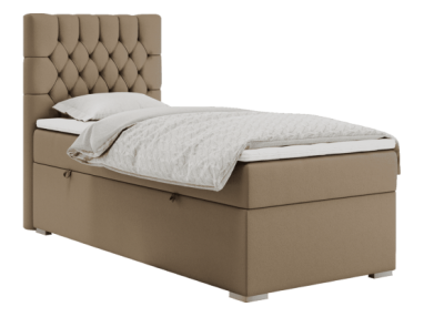 Łóżko kontynentalne PERA 90x200 - H3 - brązowy, ekoskóra - strona lewa