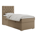 Łóżko kontynentalne PERA 90x200 - H3 - brązowy, ekoskóra - strona lewa