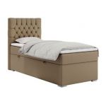 Łóżko kontynentalne PERA 90x200 - H3 - brązowy, ekoskóra - strona lewa