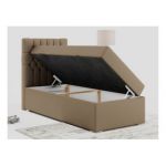 Łóżko kontynentalne PERA 90x200 - H4 - brązowy, ekoskóra - strona lewa