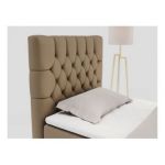 Łóżko kontynentalne PERA 90x200 - H4 - brązowy, ekoskóra - strona lewa