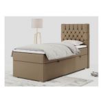 Łóżko kontynentalne PERA 90x200 - H3 - brązowy, ekoskóra - strona prawa