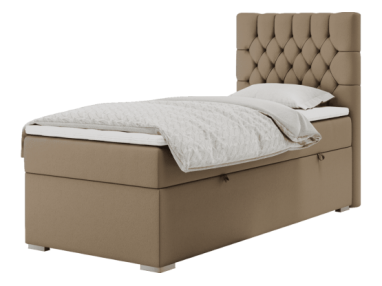 Łóżko kontynentalne PERA 90x200 - H3 - brązowy, ekoskóra - strona prawa