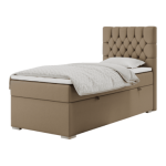 Łóżko kontynentalne PERA 90x200 - H3 - brązowy, ekoskóra - strona prawa