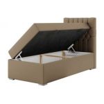 Łóżko kontynentalne PERA 90x200 - H3 - brązowy, ekoskóra - strona prawa