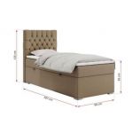 Łóżko kontynentalne PERA 90x200 - H4 - brązowy, ekoskóra - strona prawa