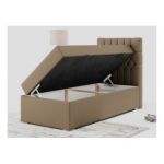 Łóżko kontynentalne PERA 90x200 - H4 - brązowy, ekoskóra - strona prawa