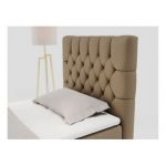 Łóżko kontynentalne PERA 90x200 - H4 - brązowy, ekoskóra - strona prawa