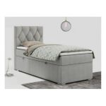 Łóżko kontynentalne ALDA 90x200 - H3 - jasnoszary, struktura - strona lewa