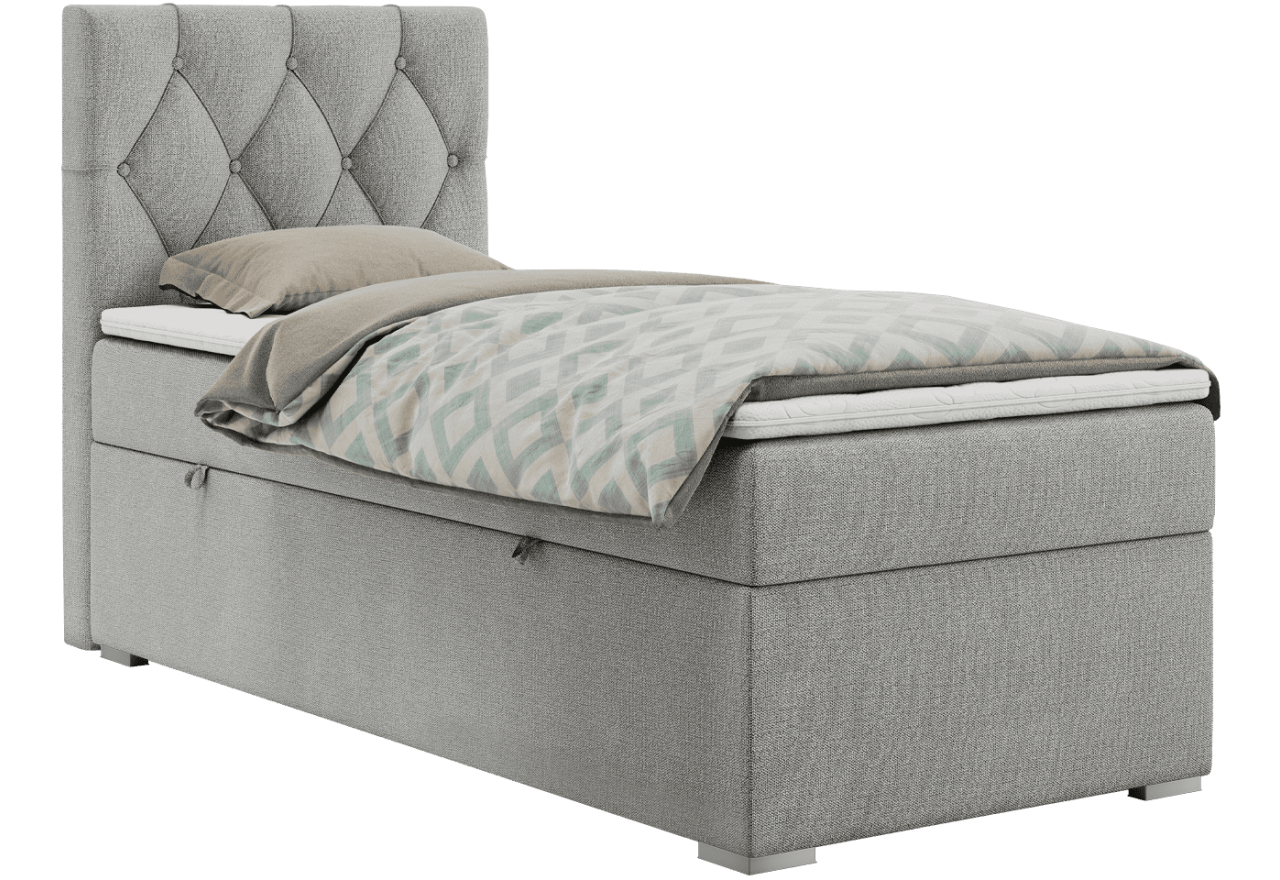 Łóżko kontynentalne ALDA 90x200 - H3 - jasnoszary, struktura - strona lewa