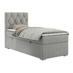 Łóżko kontynentalne ALDA 90x200 - H3 - jasnoszary, struktura - strona lewa