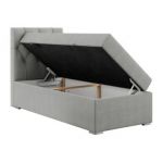 Łóżko kontynentalne ALDA 90x200 - H3 - jasnoszary, struktura - strona lewa