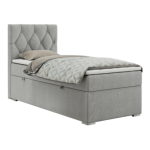 Łóżko kontynentalne ALDA 90x200 - H4 - jasnoszary, struktura - strona lewa