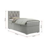 Łóżko kontynentalne ALDA 90x200 - H4 - jasnoszary, struktura - strona lewa