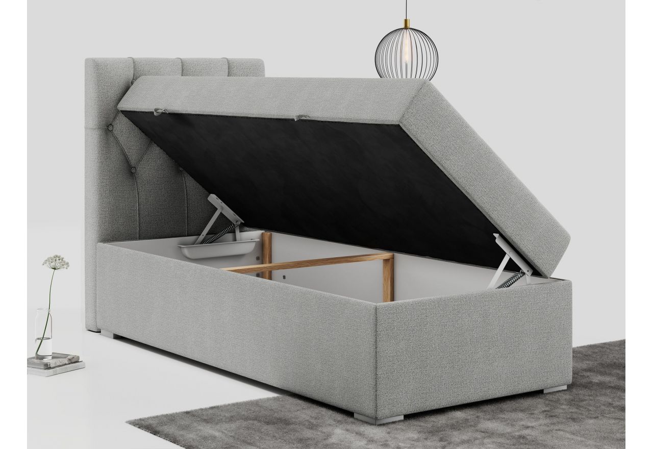 Łóżko kontynentalne ALDA 90x200 - H4 - jasnoszary, struktura - strona lewa