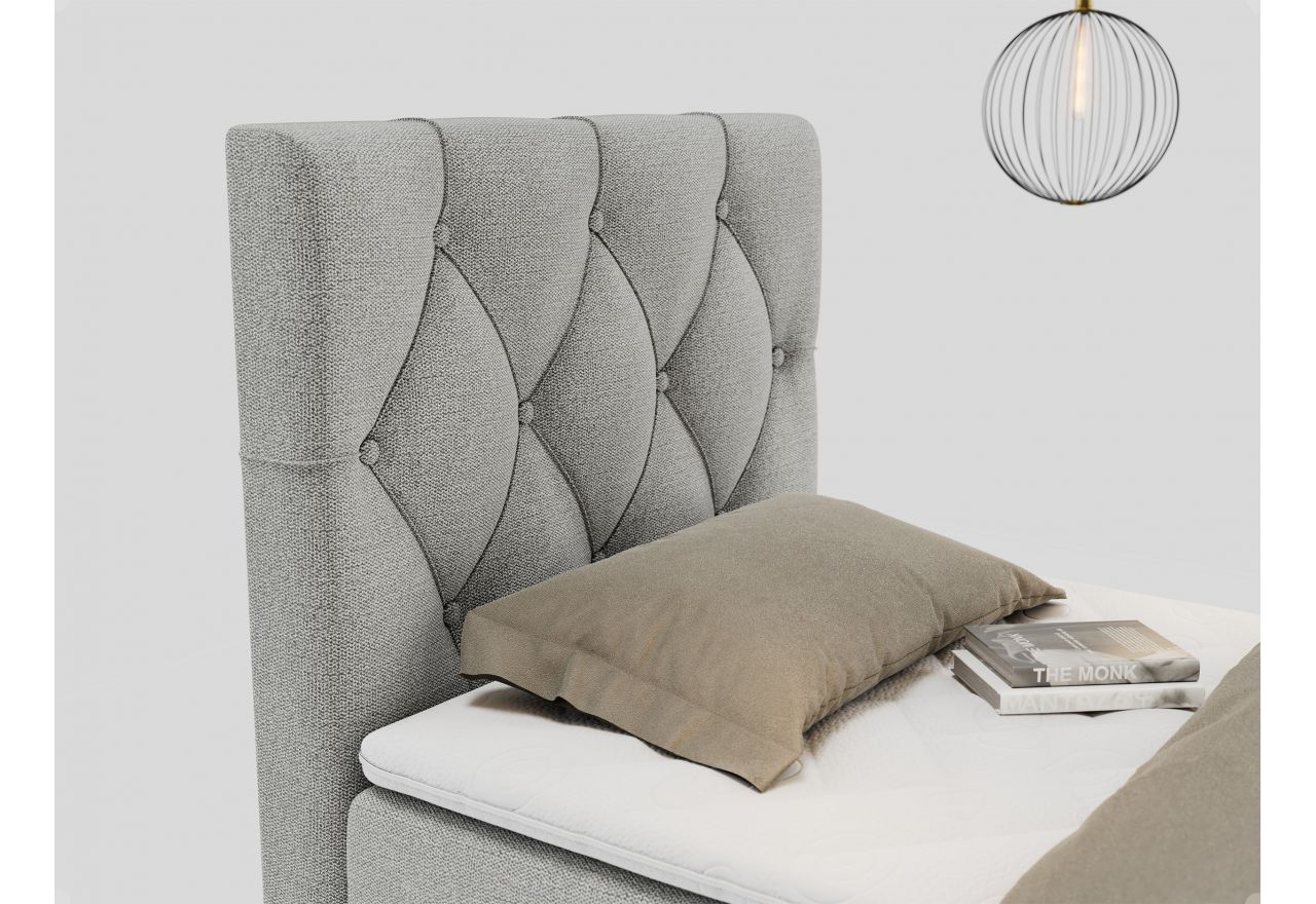 Łóżko kontynentalne ALDA 90x200 - H4 - jasnoszary, struktura - strona lewa