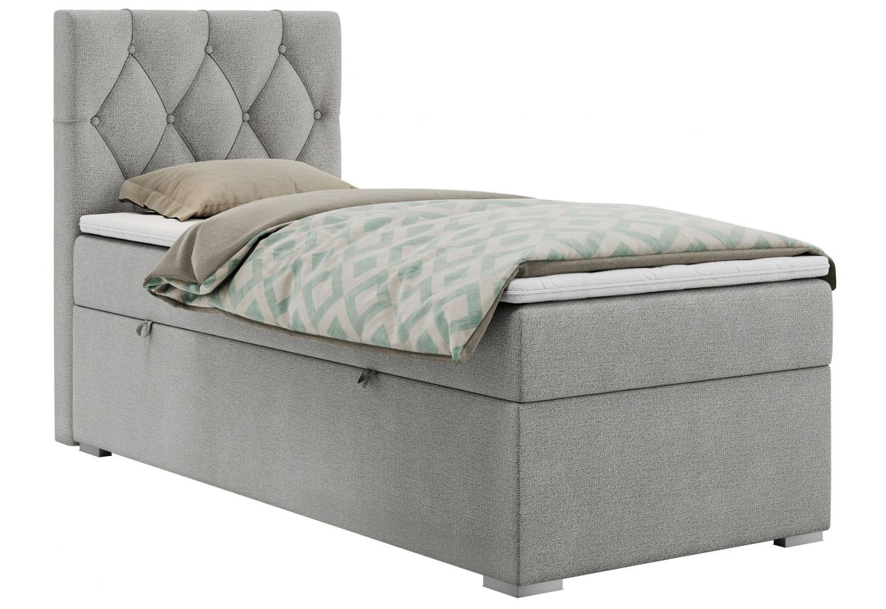 Łóżko kontynentalne ALDA 90x200 - H4 - jasnoszary, struktura - strona lewa