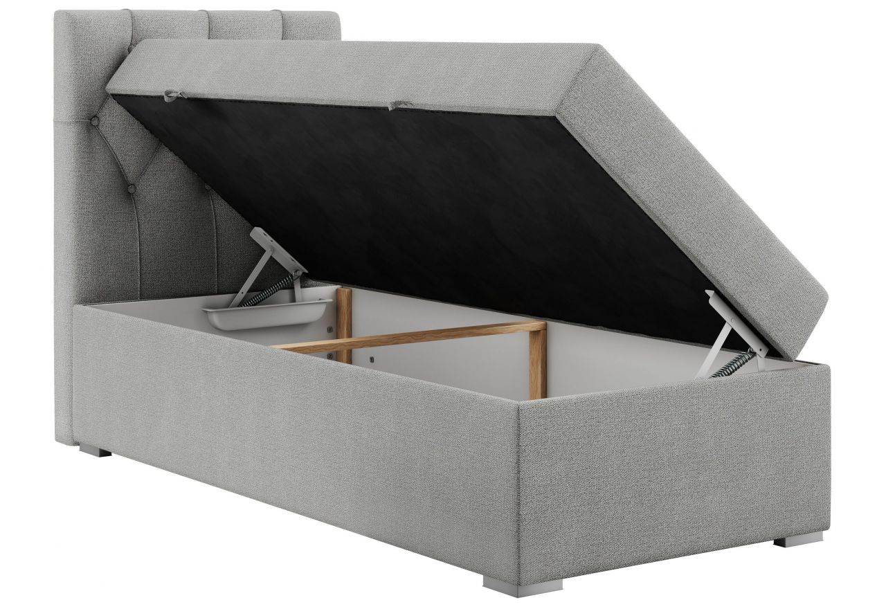 Łóżko kontynentalne ALDA 90x200 - H4 - jasnoszary, struktura - strona lewa