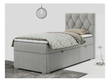 Łóżko kontynentalne ALDA 90x200 - H3 - jasnoszary, struktura - strona prawa