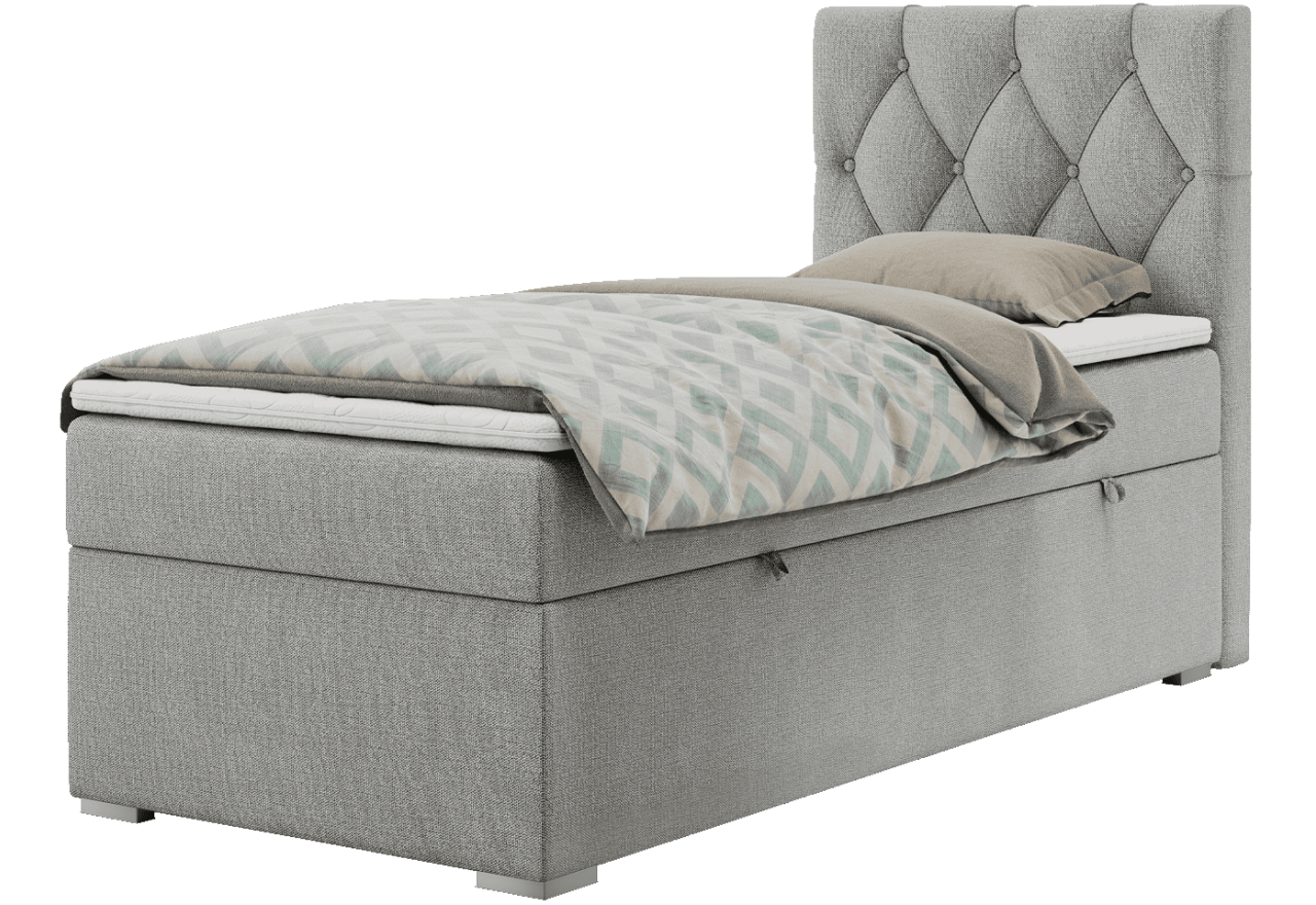 Łóżko kontynentalne ALDA 90x200 - H3 - jasnoszary, struktura - strona prawa