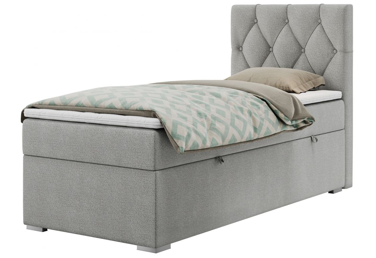 Łóżko kontynentalne ALDA 90x200 - H3 - jasnoszary, struktura - strona prawa