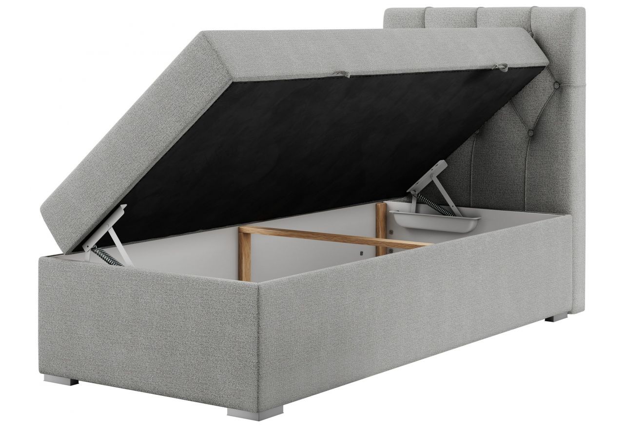 Łóżko kontynentalne ALDA 90x200 - H3 - jasnoszary, struktura - strona prawa