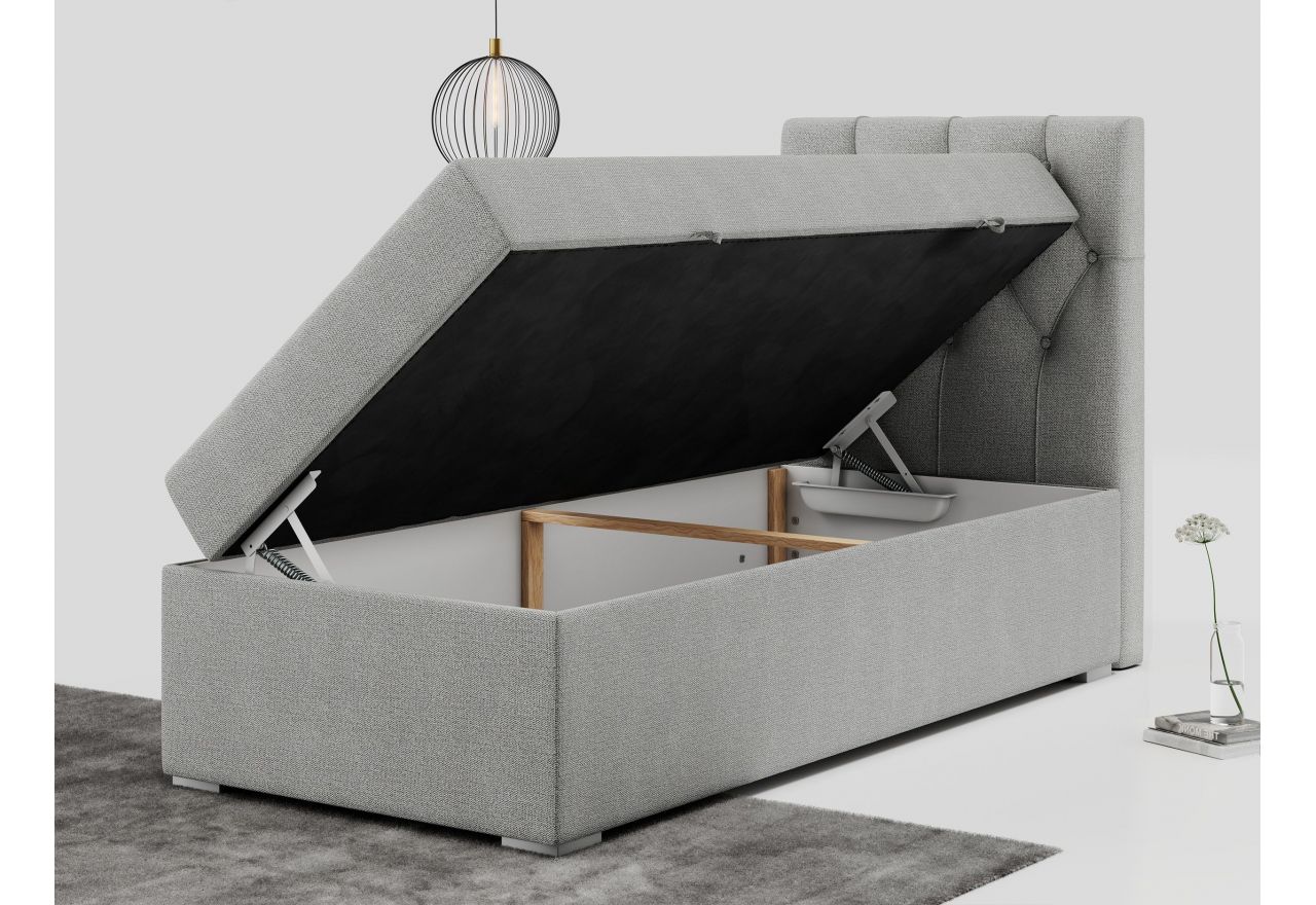 Łóżko kontynentalne ALDA 90x200 - H4 - jasnoszary, struktura - strona prawa