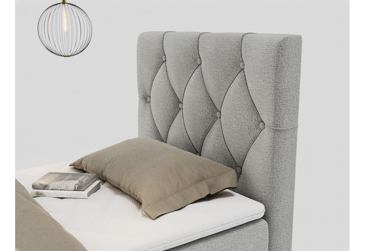 Łóżko kontynentalne ALDA 90x200 - H4 - jasnoszary, struktura - strona prawa