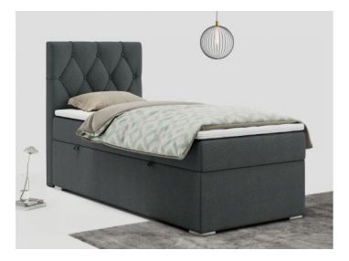 Łóżko kontynentalne ALDA 90x200 - H3 - ciemnoszary, struktura - strona lewa