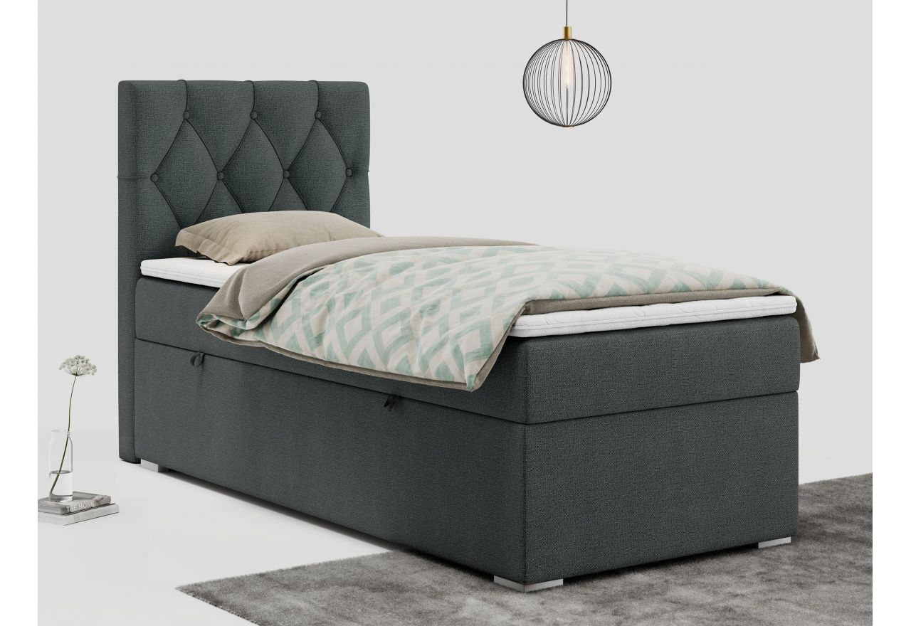 Łóżko kontynentalne ALDA 90x200 - H3 - ciemnoszary, struktura - strona lewa