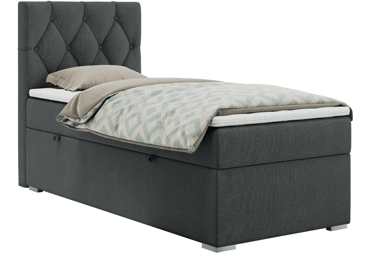 Łóżko kontynentalne ALDA 90x200 - H3 - ciemnoszary, struktura - strona lewa