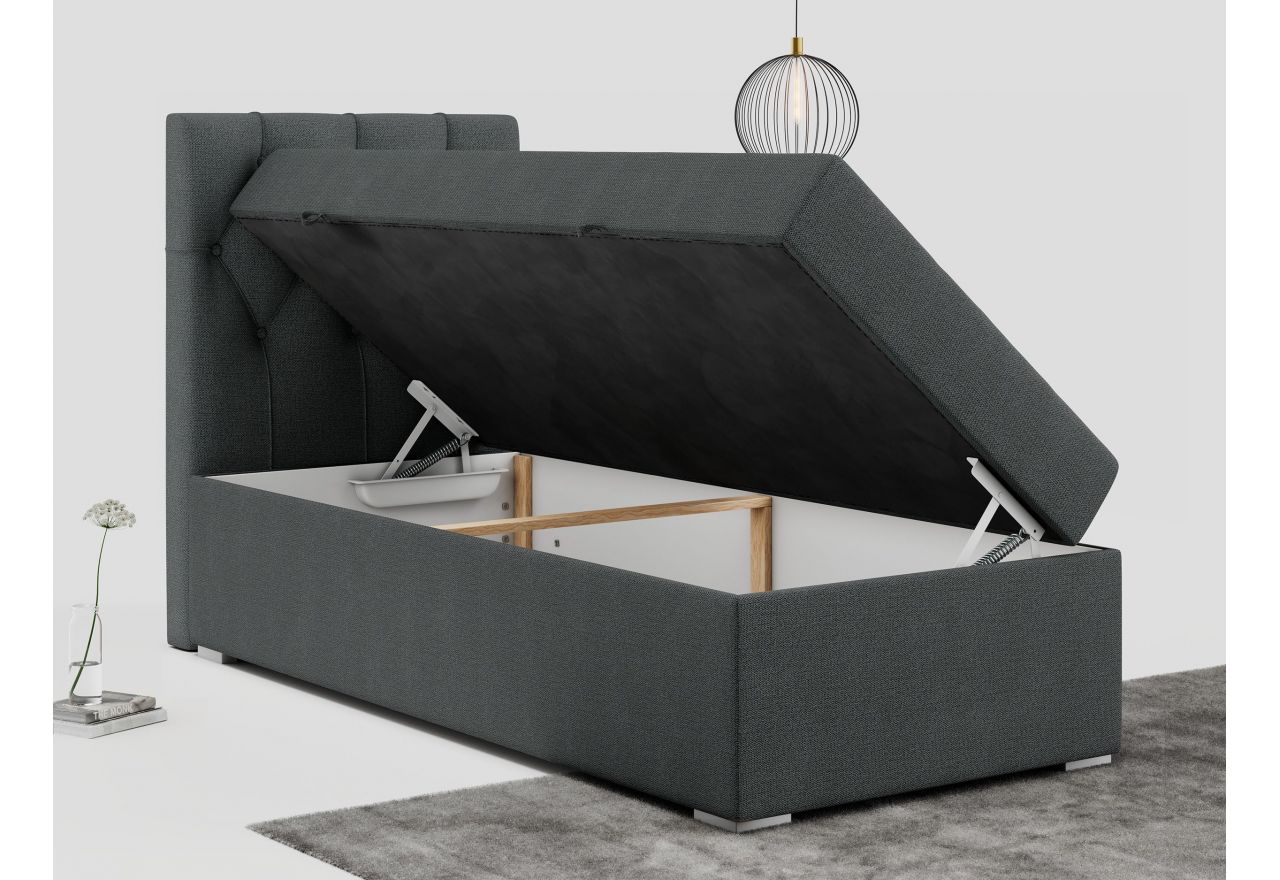 Łóżko kontynentalne ALDA 90x200 - H3 - ciemnoszary, struktura - strona lewa